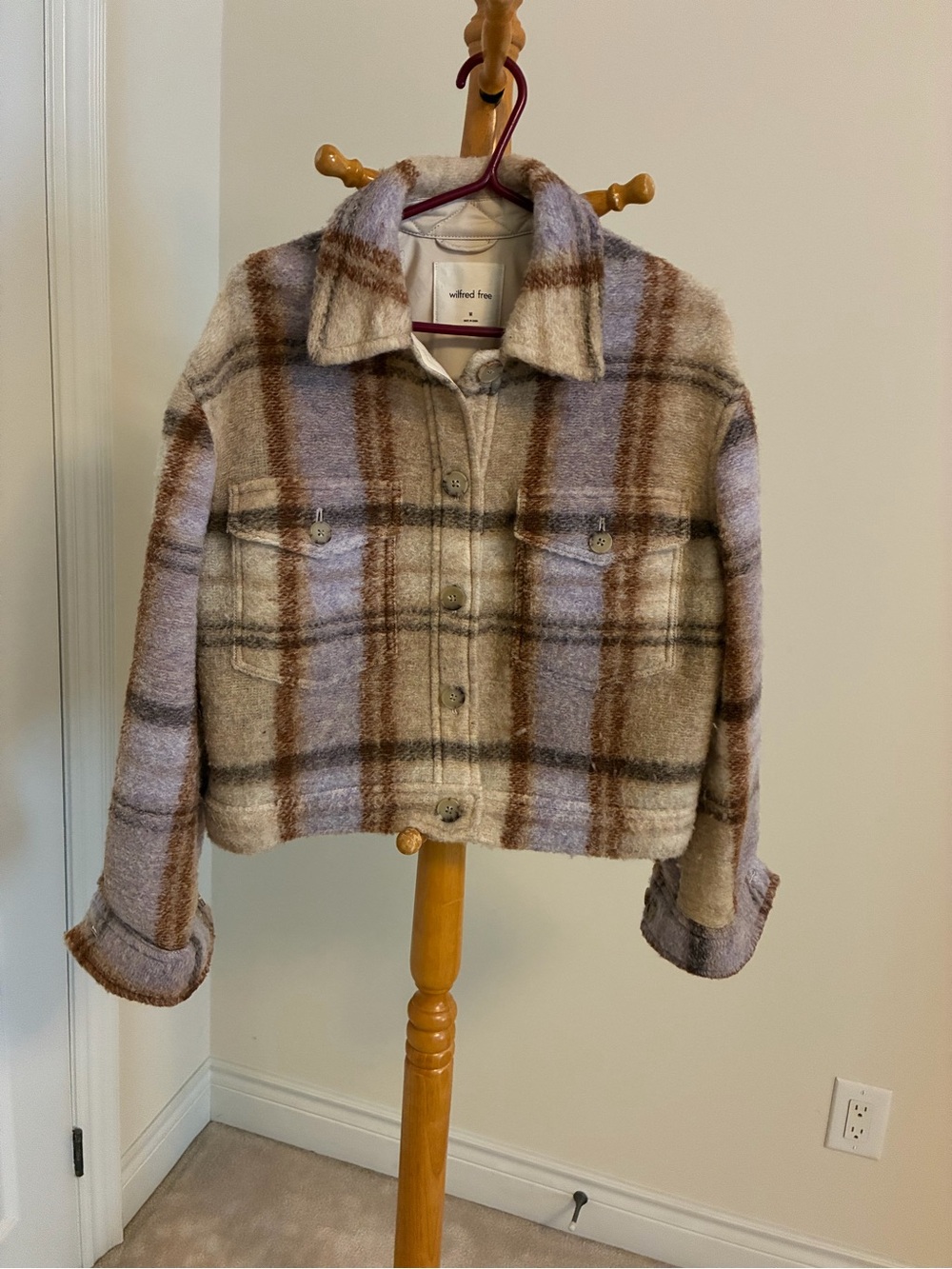 Wilfred Lavender and Brown Plaid Cropped Gorgeous jacket
